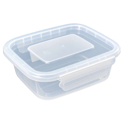 Pote plástico retangular com trava 1400ml transparente Pote plástico retangular com trava 1400ml transparente