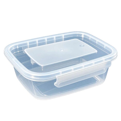 Pote plástico retangular com trava 3 litros transparente Pote plástico retangular com trava 3 litros transparente