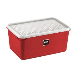 Pote plástico retangular multiuso 1000ML vermelho Uz. Utilidades