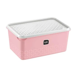 Pote plástico retangular multiuso 1000ml rosa Uz. Utilidades
