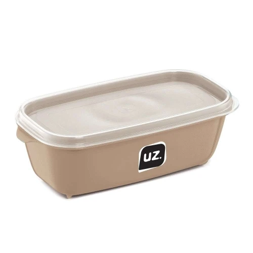 Pote plástico retangular multiuso capuccino 500ml Uz. Utilidades