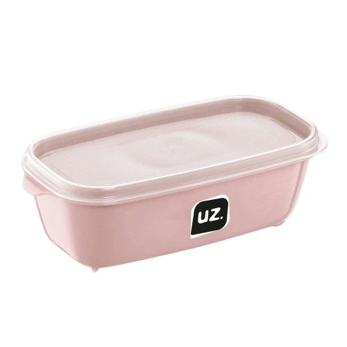 Pote plástico retangular multiuso rosa 1500ml Uz. Utilidades