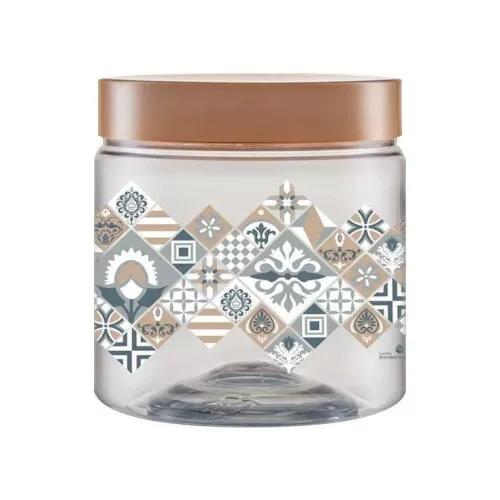 Pote plástico transparente decorado azulejo 1000ml Bandeirante Pote plástico transparente decorado azulejo 1000ml Bandeirante