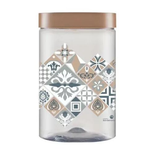 Pote plástico transparente decorado azulejo 1500ml Bandeirante Pote plástico transparente decorado azulejo 1500ml Bandeirante