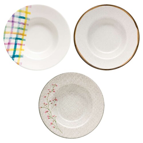 Prato de porcelana redondo fundo 21cm sortidos Tramontina