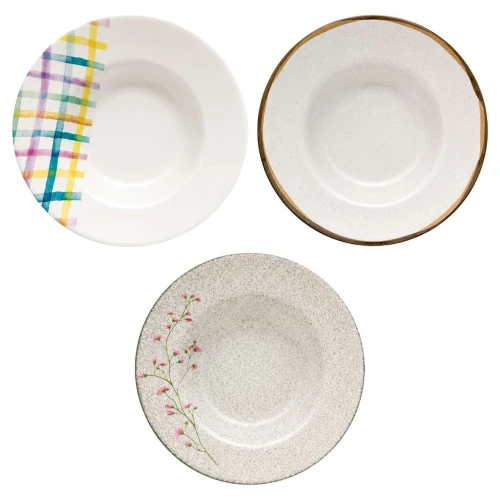 Prato de porcelana redondo fundo 21cm sortidos Tramontina Prato de porcelana redondo fundo 21cm sortidos Tramontina
