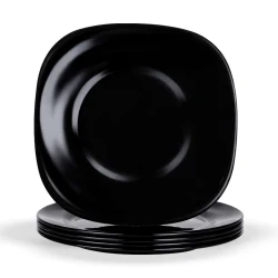Prato de vidro quadrado fundo opaline preto 21cm