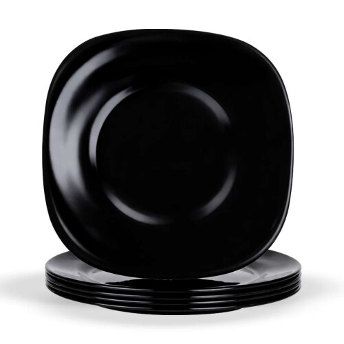 Prato de vidro quadrado fundo opaline preto 21cm