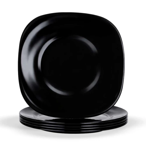 Prato de vidro quadrado fundo opaline preto 21cm