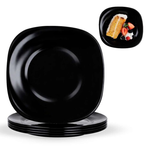 Prato de vidro quadrado preto sobremesa 19,5cm opaline