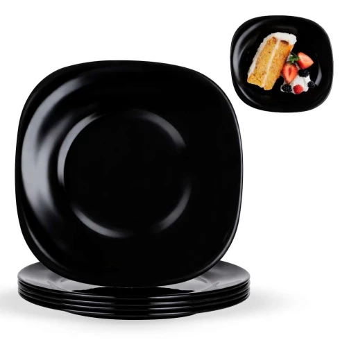Prato de vidro quadrado preto sobremesa 19,5cm opaline