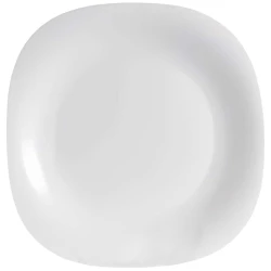 Prato de vidro quadrado raso opaline branco 25,7cm Prato de vidro quadrado raso opaline branco 25,7cm