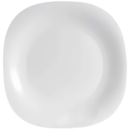 Prato de vidro quadrado raso opaline branco 25,7cm