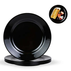 Prato de vidro redondo preto sobremesa 20cm