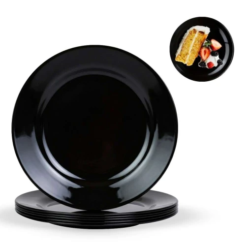 Prato de vidro redondo preto sobremesa 20cm