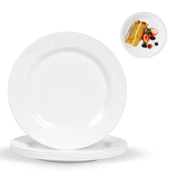 Prato de vidro redondo sobremesa 18cm opaline branco