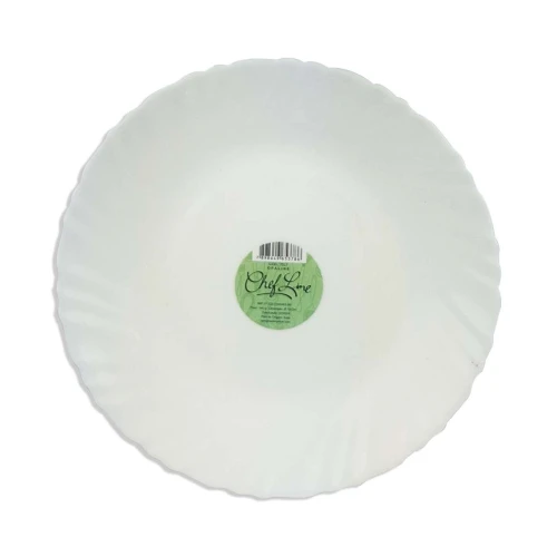 Prato de vidro redondo sobremesa 19cm pétala branca