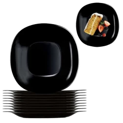 Prato vidro quadrado raso opaline preto 26cm square