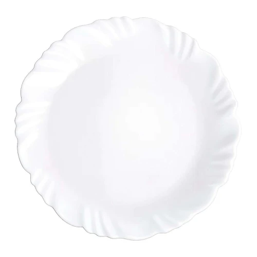 Prato vidro redondo raso opaline branco 25cm flower