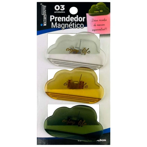 Prendedor de papel acrilico decorado com imã 03 unidades