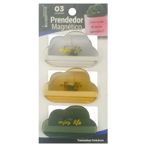 Prendedor de papel acrilico decorado com imã 03 unidades Prendedor de papel acrilico decorado com imã 03 unidades