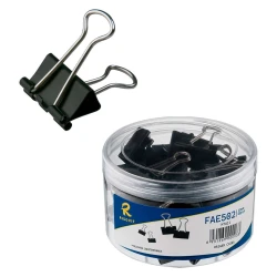 Prendedor de papel de metal 19mm preto com 40 unidades Risovit