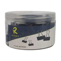 Prendedor de papel metal 32mm preto com 24 unidades