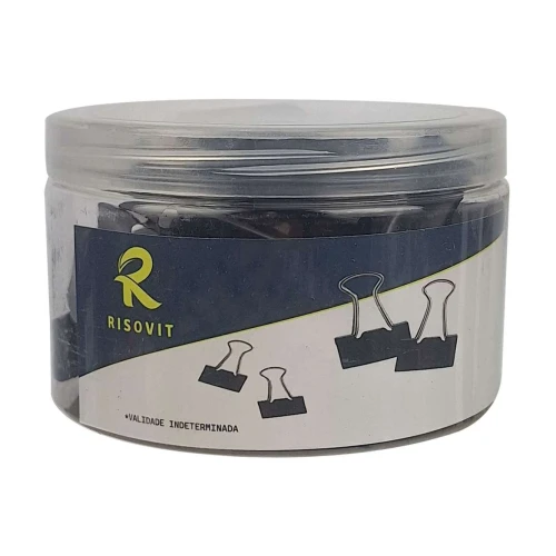 Prendedor de papel metal 32mm preto com 24 unidades