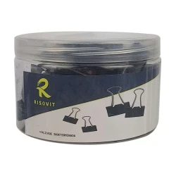 Prendedor de papel metal 51mm preto com 12 unidades