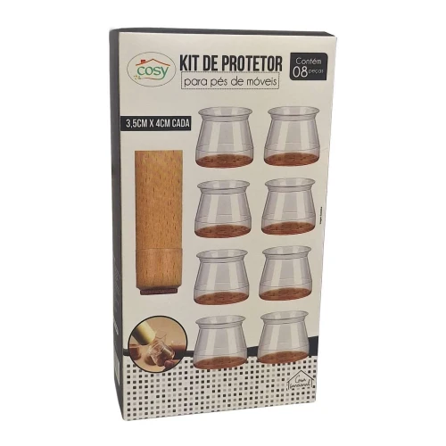 Protetor para moveis silicone kit 8 peças 3,5x4cm cosy