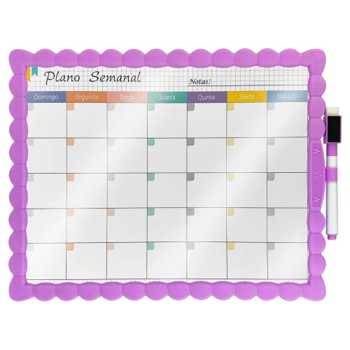 Quadro plano semanal com caneta 28x39cm cores sortidas Interponte