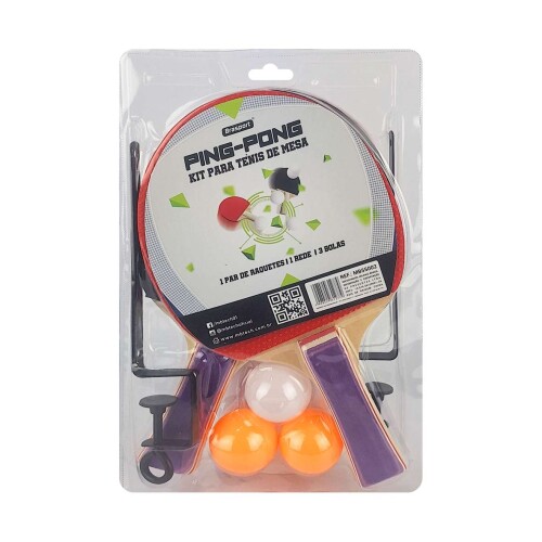 Raquete de ping pong com rede/suporte + 03 bolas