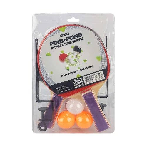 Raquete de ping pong com rede/suporte + 03 bolas
