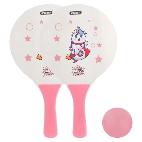 Raquete frescobol de madeira com bolinha bang