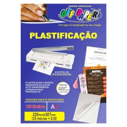 Refil para plastificadora 220x307x005 A4 com 100 unidades Off Paper