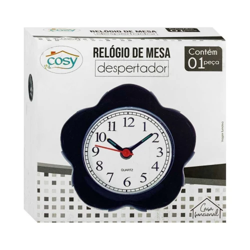 Relógio de mesa despertador 10cm flor Cosy