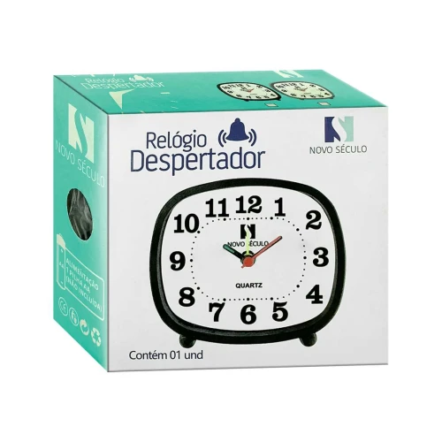 Relógio de mesa despertador 8,5x10x03cm Novo Século