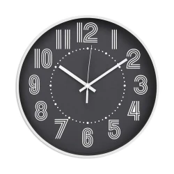 Relógio de parede redondo 25cm preto/branco 8588