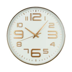 Relógio de parede redondo 25cm preto/branco com bronze 9469