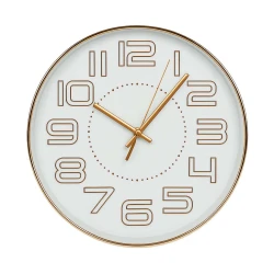 Relógio de parede redondo 25cm preto/branco com bronze 9470