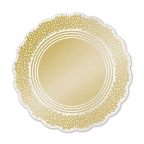Renda celofane redonda 48cm Isabelli ouro com 50 unidades Cromus