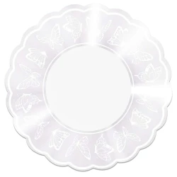 Renda celofane redondo 68cm butterfly branco com 50 unidades