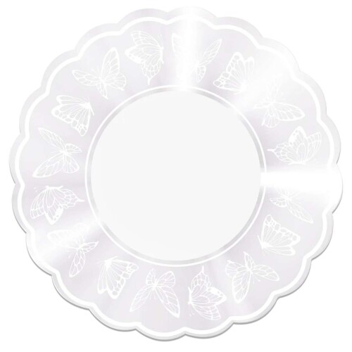 Renda celofane redondo 68cm butterfly branco com 50 unidades