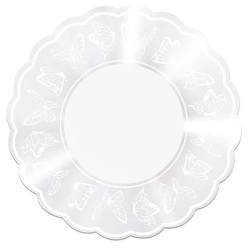 Renda celofane redondo 68cm butterfly branco com 50 unidades