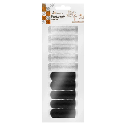 Retroz preto e branco com 10 unidades Aliança