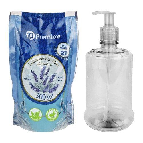 Sabonete líquido 300ml sache + porta sabonete sortido