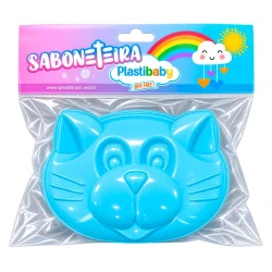 Saboneteira plástica com tampa baby gato Rosa-azul