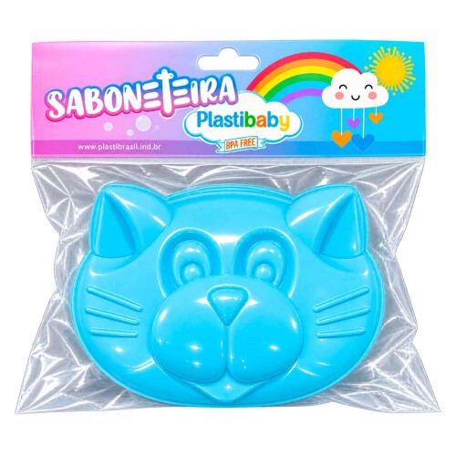 Saboneteira plástica com tampa baby gato Rosa-azul Saboneteira plástica com tampa baby gato Rosa-azul