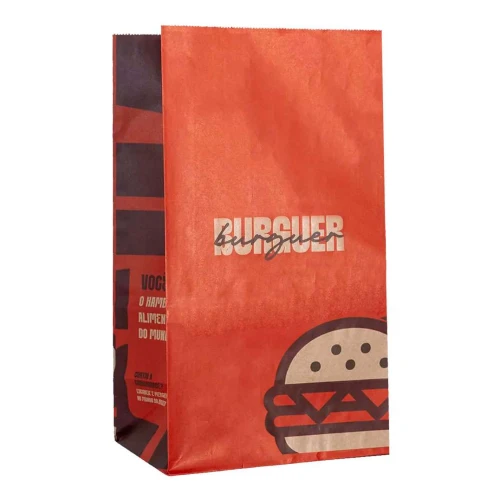 Saco de papel Kraft delivery 32x18x12cm com 50 unidades Hambúrguer Saco de papel Kraft delivery 32x18x12cm com 50 unidades Hambúrguer