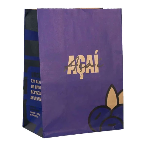 Saco de papel Kraft delivery 32x22x12cm com 50 unidades açai Saco de papel Kraft delivery 32x22x12cm com 50 unidades açai